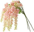 Dailisen 3 Strands 40'' Silk Blush Wisteria Artificial Flowers, Fake Wisteria Floral Hanging Plant Garland, for Home Decor, Party, Floor Vase, Balcony, Wedding Arrangement Decoration (Blush)