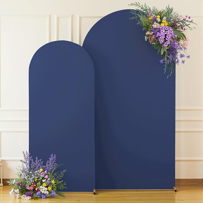 HB HBB MAGIC Navy Blue Arch Backdrop Cover Set of 2 Navy Blue Arch Cover 7.2 and 6ft Wedding Arch Cover Stretchy Backdrop Bridal Baby Shower Birthday Party Arches Stand Covers Spandex