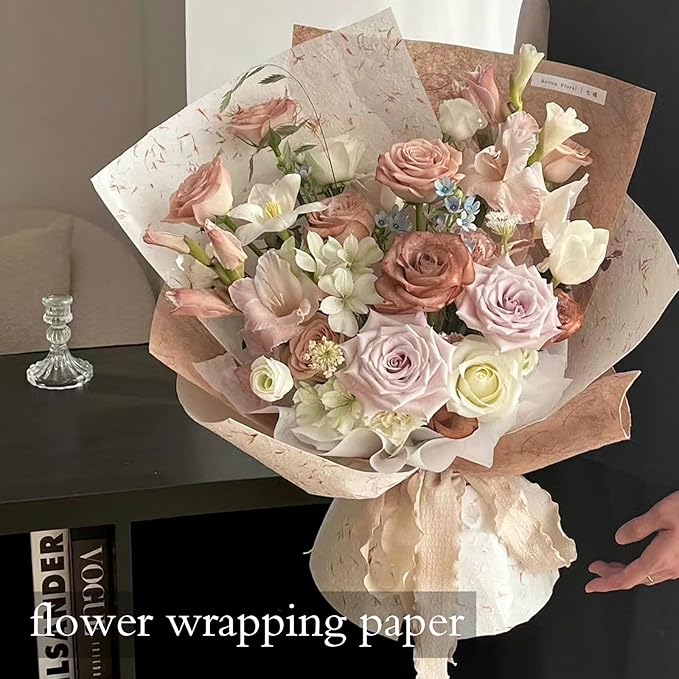 LLBWKC 20 Sheets Flower Wrapping Papers, Korean Cotton Wrapping Flower Paper, Non-Woven Floral Wrapping Paper, Waterproof Flower Bouquet Wrapping Papers for Florist Supplies, Gift Packaging 23x23 in