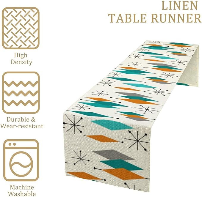 Mid Century Modern Table Runner,Table Runners for Kitchen Dining Modern Tables Decor Decoration for Kitchen Family Dinner Table Holiday Party Farmhouse 13 x 90 Inch