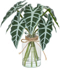 Artificial Flowers Turtle-Back, Alocasia Leaf, in Glass Vase with Faux Water,7Pcs Artificial Leaves Real Touch Latex Leaves for Centerpiece (1, Alocasia Leaf)