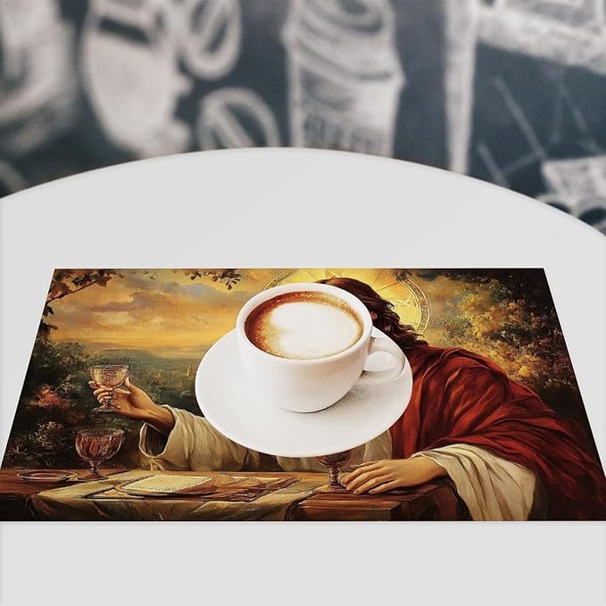 Christian Jesus Placemats Set of 4 Christian Gift Religious Jesus Christ Faith Place Mat Machine Washable Place Mats for Dinner Table Mats 4 PCS