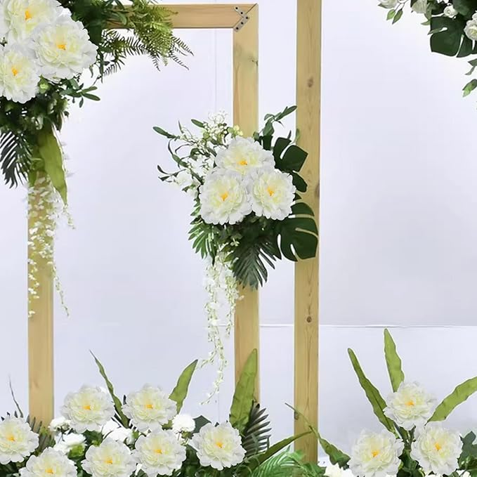 20pcs 5" Artificial Flower Peonies, Silk Peonies with 6" Stems, Flowers Suitable for Wedding Bouquets, Home Party Decoration (Milk White)