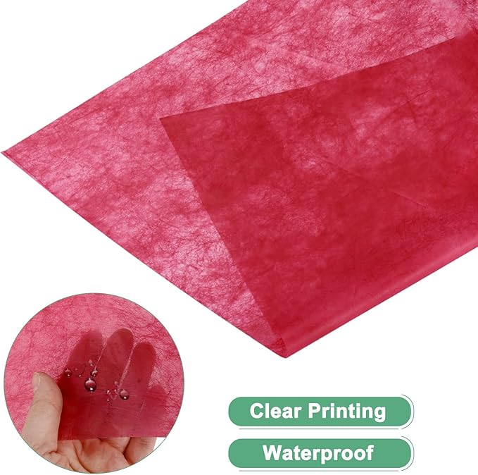 M METERXITY 20-Sheet Korean Cotton Wrapping Flower Paper, Waterproof Floral Wrapping Cotton Paper for Bouquets/Gift Packaging [Red]