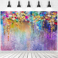 9x6ft Purple Abstract Flower Backdrop Watercolor Painting Photography Background for Wedding Bridal Shower Birthday Party Portrait Shooting Video Studio Props