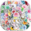 100pcs Cute Flower Stickers Waterproof Vinyl Stickers Flower Stickers for Notebooks Diaries Greeting Cards Notebooks Gift Decorations Water Bottles DIY Crafts