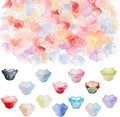 LadayPoa 350pcs Glass Bellflower Beads for Jewelry Making Trumpet Flower Beads Gradient Clear Cute Bead for Bracelets Making Aesthetic Bead Charms for DIY Necklace Decoration-Mixed Colors