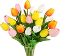DEEMEI Tulips Artificial Flowers 20 Pcs Multicolor Fake Tulip Stems Real Touch PU Tulips for Easter Spring Wedding Bouquet Home Centerpiece Floral Arrangement Table Décor