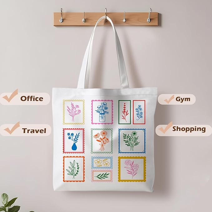 Floral Tote Bag, Floral Bag for Women, Reusable Grocery Bags Shopping Bags