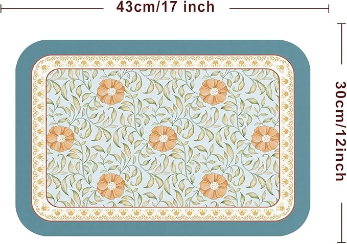 patdrea French Floral Rectangular PVC Placemats, Pack of 6, Waterproof Insulation, Soft and Durable, Suitable for Dining Table, Kitchen and Coffee Table Decoration,12"*17"