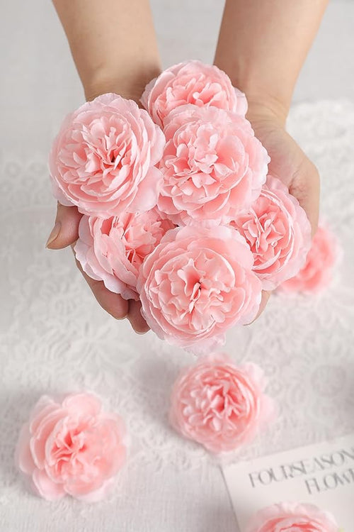 12 PCS Artificial Silk Pink Peony Flowers with Stems - 8 Inch Fake Peony Bouquet for Wedding, Home Decor, Office Table, Festival Gifts