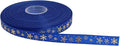Gold Printing Snowflake Grosgrain Ribbon 25 Yard Each Roll 100% Polyester Woven Edge (3/8", Royal Blue)
