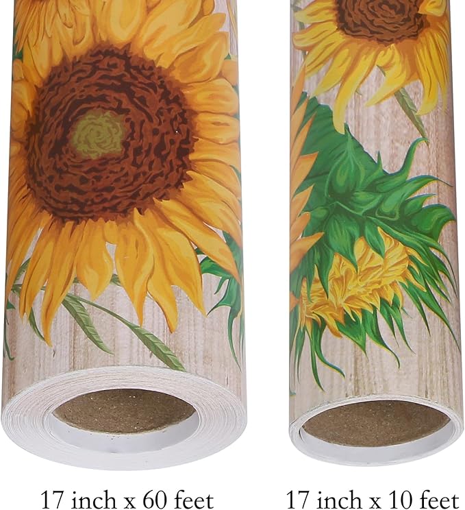 Aimyoo Sunflower Floral Wrapping Paper Jumbo Roll 17 in x 60 ft, Yellow Flower Gift Wrap for Wedding Bridal Shower Women Birthday