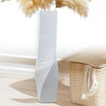 Tall Vases On Floor, 27.56" Twisted Geometric Flower Vase for Home, Living Room, Flower Centerpieces, Shelf, Table, Decor, White Crackle Vase