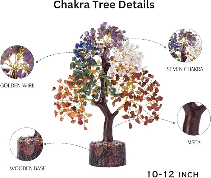 Seven Chakra Tree of Life for Positive Energy - Feng Shui Crystals and Healing Stones, Crystal Decoration, Money Handmade 7 Chakra Stone Tree, Healing Crystals, Spiritual Gifts