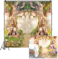 Leowefowa 8x8ft Vinyl Birthday Backdrop Fairy Tale Forest Enchanted Flower Baby Shower Photo Background for Birthday Party Photoshoot Newborn Baby Kids Children Studio Props Photography Backdrops