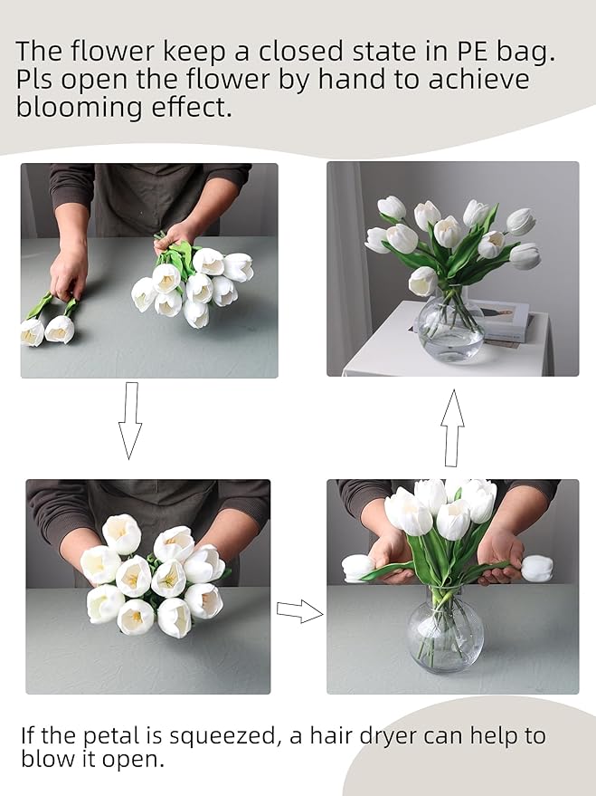 10Pcs Fake Tulips Artificial Flowers Bouquet That Look Real,Tulipanes Artificiales para Decoracion, for Mother's Day Birthday Home Wedding Decor