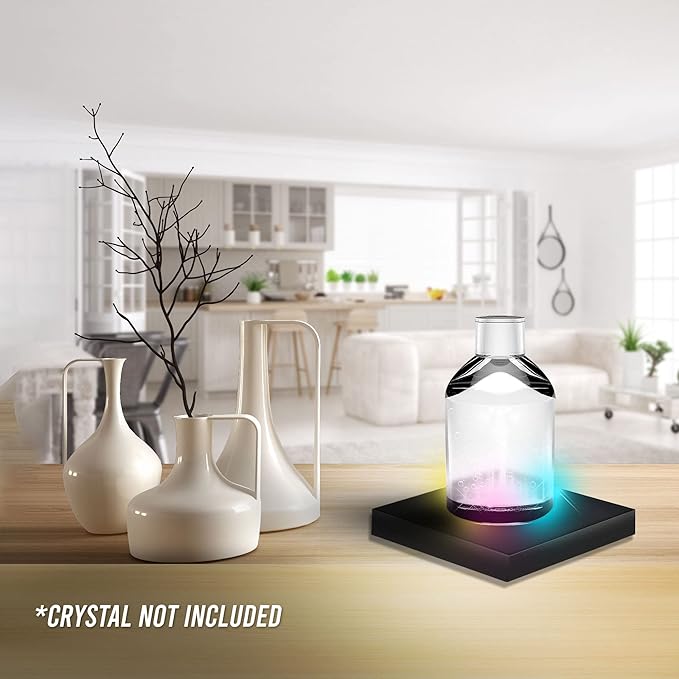 16 LED Multi-Color Light Stand Base- Lighted Acrylic Display, Crystal Display, Trophy & Art Hologram, 3D Pedestal Stand for Crafts, & Other Special Centerpieces, 4.5V AC/USB Adapter, Matte Black