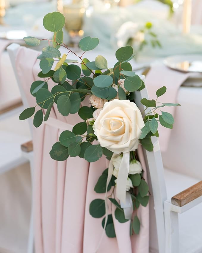 JOYLEX Artificial Flowers Realistic Roses, Real Looking Fake Roses with Stem for DIY Wedding Bouquets Centerpieces Bridal Shower Party Home Romantic Decorations (White/Cream/Light Pink, 100pcs)