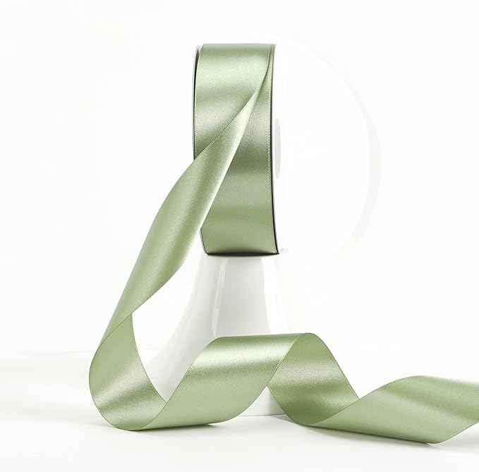 MEEDEE Spring Moss Satin Ribbon 1-1/2 Inch Spring Green Ribbon Lux Double Faced Satin Ribbons by 50 Yards Polyester Satin Ribbons for Crafts, Weddings, Flower Bouquet, Holiday Decorating