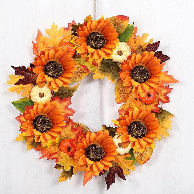 20 PCS Fake Silk Sunflowers Artificial Flower with Stems for Home Wedding Party Centerpieces Decoration Bridal Bouquets Tables Floral Arrangements Wreath DIY Art Crafts Decor (Orange)