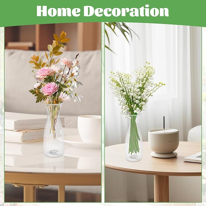 24 Pack Plastic Vase Bulk, Small Clear Flower Vase, Plastic Vases for Flowers, Crystal Bud Vases for Centerpieces, Wedding, Home Table Decorations, Formal Dinners