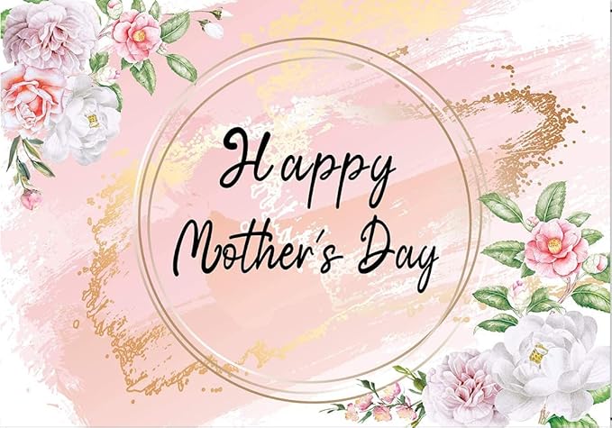 Dudaacvt 8x6ft Happy Mother's Day Backdrop Love Heart Photography Background Floral Mothers Day Birthday Photography Background for Mother's Day Photo Booth Props