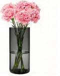 Flower Vase, Non-breakable Vases, 5" W x 8" H, Acrylic Grey Vase, Aesthetic Room Decor Cylindrical Modern Flower Vases for Table Centerpiece, Home Decor, Women Floral Arrangement Gift
