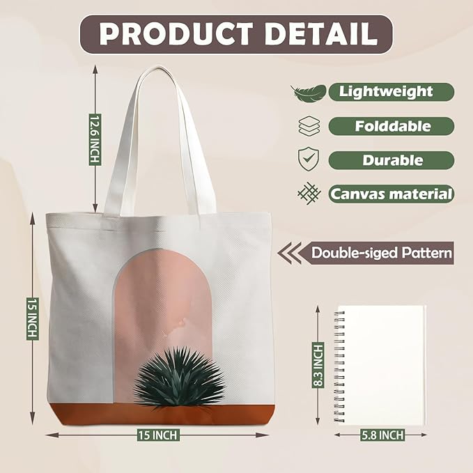 Flowers Tote Bag Gifts for Women, Canvas Aesthetic Reusable Grocery Bags Shopping Bags