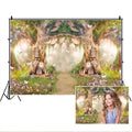 Leowefowa 10x8ft Vinyl 1st Birthday Backdrop Fairytale Forest Backdrop Enchanted Flower Baby Shower Photo Background for Party Newborn Baby Kids Photo Shoots Studio Props Photography Backdrops