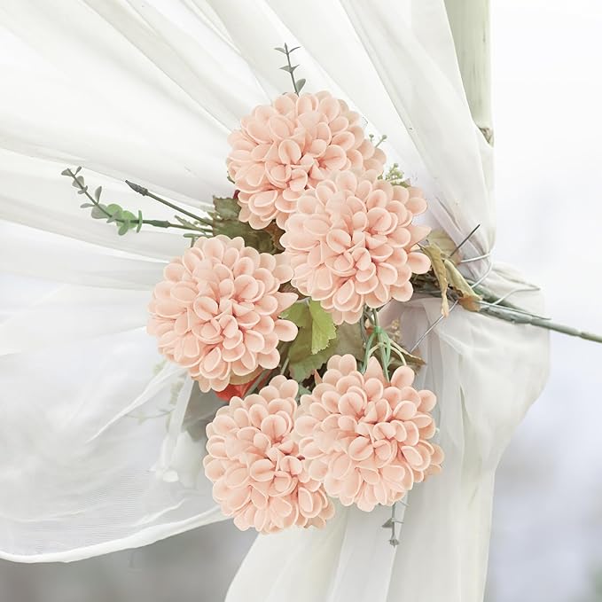 Artificial Flowers, 25pcs Realistic Artificial Rose for DIY Wedding Bouquets Centerpieces Arrangements, Peach Dahlia Flowers with Stem for Bridal Shower Party Home Decorations