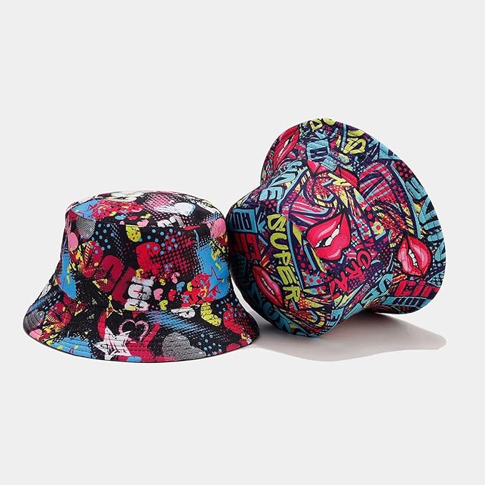 Quanhaigou Bucket Hat for Men Women,Packable Reversible Printed Sun Hats,Fisherman Outdoor Summer Travel Hiking Beach Caps