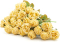 Rose Artificial Flower 28pcs Realistic Faux Silk Roses Fake Flowers Bouquets Arrangements Decor for Wedding Spring Mother's Day, Home Table Decorations, Yellow Flower