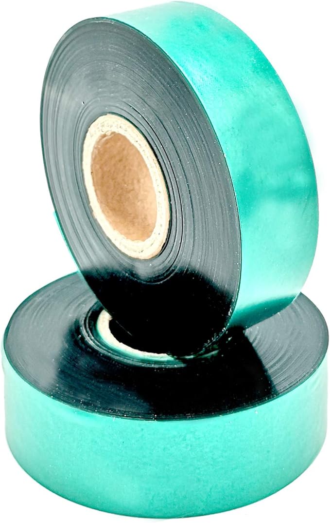 2 Rolls Stretch Tie Tape Garden Tie Tape Thick Plant Ribbon Garden Green Vinyl Stake for Indoor Outdoor Patio Plant Use, 1 Inch Wide by 150 Feet Long