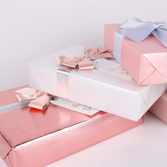 WRAPAHOLIC 30 Inch Rose Gold Wrapping Paper Roll - Jumbo Roll Basics Glossy Rose Gold for Birthday, Holiday, Wedding, Baby Shower Wrap - 30 inch x 16.5 feet