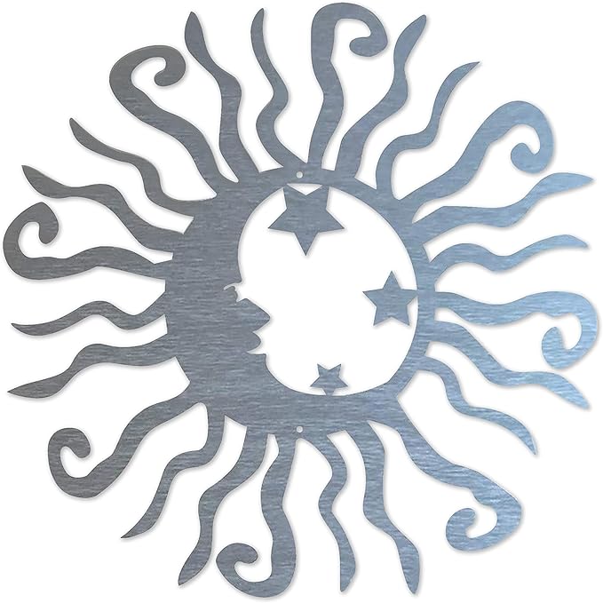 Riverside Designs Wacky Solar Moon Metal Wall Art Steel Outdoor Decor | Heavy-Duty and Waterproof | Made in USA (Silver, 12L x 12W)
