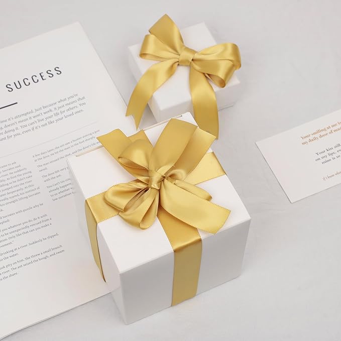 Light Gold Satin Ribbon, Double Faced 7/8 Inch X 50 Yards Light Gold Ribbon, Premium Satin Ribbon for Gift Wrapping, Crafts, Hair Bow Making, Sewing, Flower Bouquet, Wedding Party Decor
