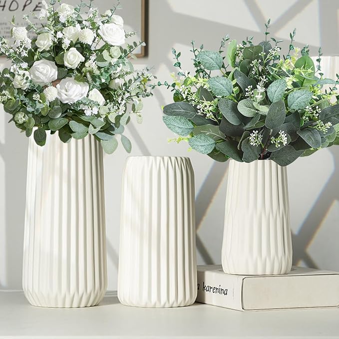 120 Pcs 6 Kinds Mixed Eucalyptus Leaves Stems Bulk Artificial Silver Dollar Leaves Picks Dried Eucalyptus Bundle Faux Spray for Wedding Vase Bouquet Decor (Eucalyptus Leaves Stems-120)