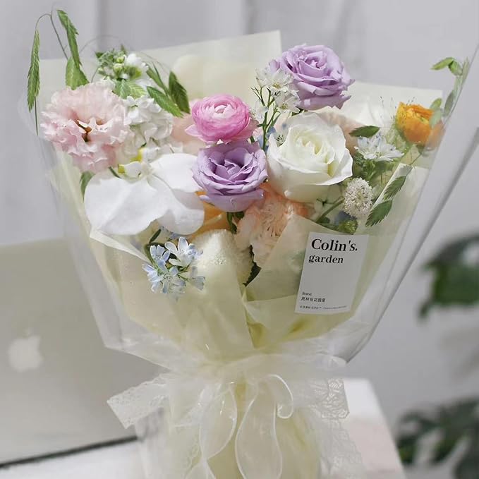 LLBWKC 20 Sheets Korean Cotton Flower Wrapping Paper, Non-Woven Waterproof Floral Bouquet Paper for Florist Supplies, Gift Packaging 23x23 in