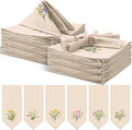 Tioncy 12 Pcs Christmas Floral Cloth Napkins Decorations Bulk Embroidered Wildflower Dinner Napkins Tea Cocktail Party Gifts Xmas Stocking Stuffers for Holiday Table Decor (Linen)