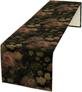 Vintage Floral Table Runner,Pink Flowers Rose Gothic Print Table Runner for Home Kitchen Table Dining Indoor Outdoor Party Decor 13x70 Inch