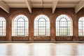Large Empty Room Backdrop Concrete Walls Wooden Floor with Big Arched Windows Photography Background Empty Loft Style with Brick Wall Photography Decorations Photo Booth Shoot Studio Props 15x10ft