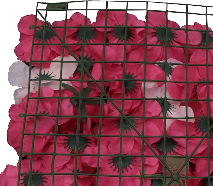 12 Pcs Artificial Flower Wall Panels, 24"x16" 3D Pink Silk Dahlia Hydrangea Rose Flowers Wall Backdrop Artificial Silk Fabric Flower Banquet Wedding Party Decor for Stage Background (Type 3)