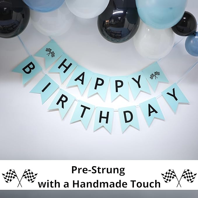 127 PCS Racecar Birthday Decorations – F1 Birthday Decorations Includes Race Car Balloon Arch Kit, Pump, Cake Topper, Paper Plates, Napkins, Forks, and Banner, for Boys & Men, Serves 20