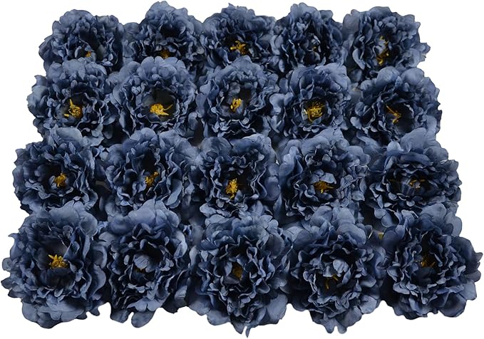 20pcs 5" Artificial Flower Peonies, Silk Peonies with 6" Stems, Flowers Suitable for Wedding Bouquets, Home Party Decoration (Navy Blue)