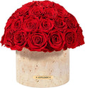 JoyFlower Preserved Flowers Vase, Yellow Cave Stone Flower Vases for Centerpieces, Eternal Flower Decorations for Party Home Living Room Bedroom Coffee Table, Red Flower Vase Unique House Decor