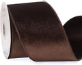 Ribbli Dark Brown Velvet Wired Ribbon 4 Inch Velvet with Satin Christmas Ribbon for Gift Wrapping Christmas Tree Decoration Crafts Wreaths Supplies-Continuous 10 Yards