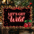 Whaline Let's Get Wild Backdrop 7 x 5 Ft Photography Background Banner Leopard Print Cherry Photo Prop for Jungle Safari Animal Birthday Bachelorette Party Decor