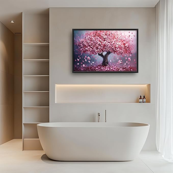 Tree Large Wall Art Romantic Pink Cherry Blossom Flowers Pictures Wall Decor Big Floral Tree of LifeCanvas Painting Prints Framed Artwork Home Decorations for Living Room Dining Room Bedroom Office 36x24"