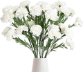 IPOPU White Carnations Artificial Flowers 6PCS 30 Heads Silk Carnations 27.56in Artificial Flowers with Stems for Wedding Home Centerpieces Floral Arrangements(White)